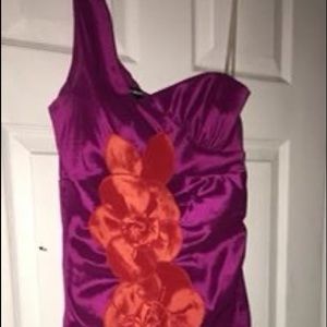 Super fun Fuschia and orange semi-formal dress.